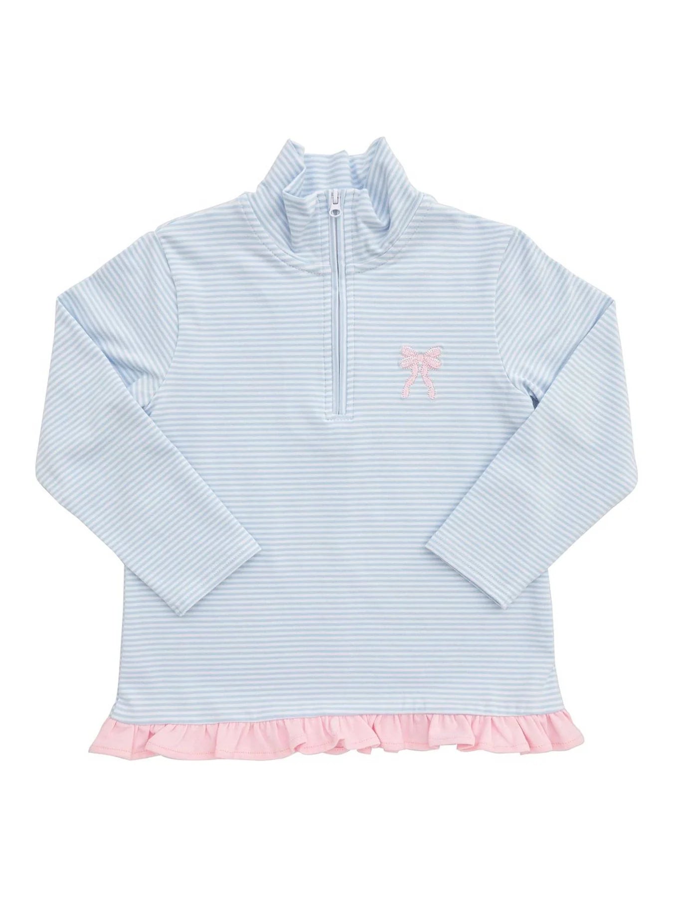 1/4 Zip Ruffle Pullover - Bow