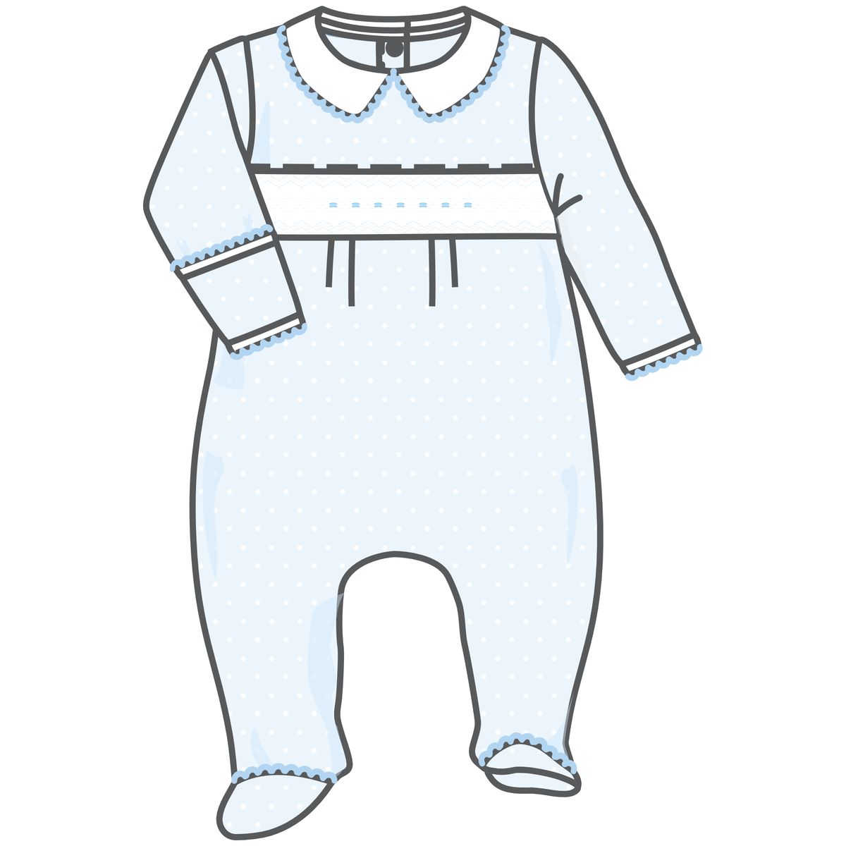 Classics Light Blue Smocked Collared Footie