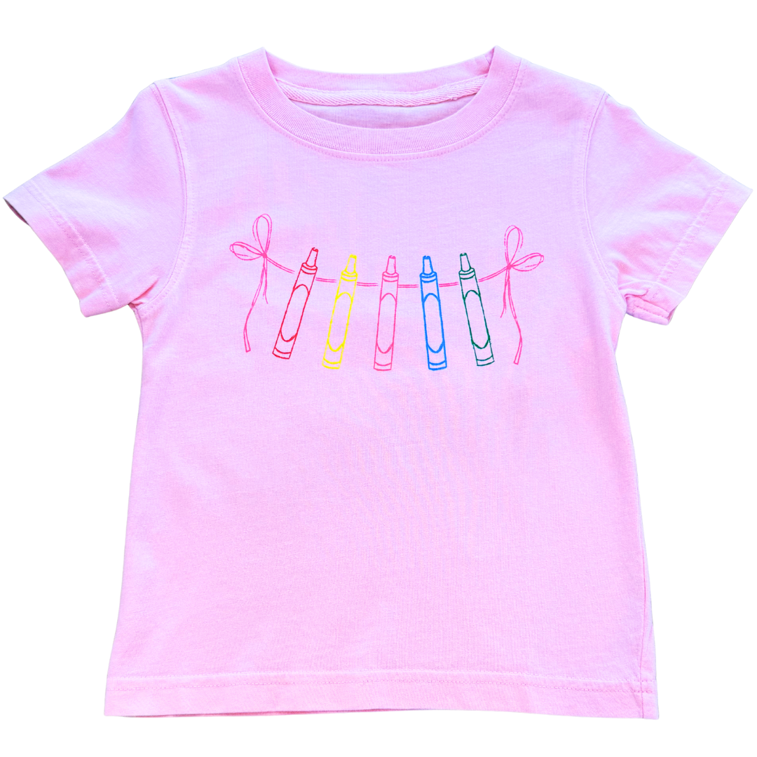 SS Pink Crayons with Bows T-Shirt
