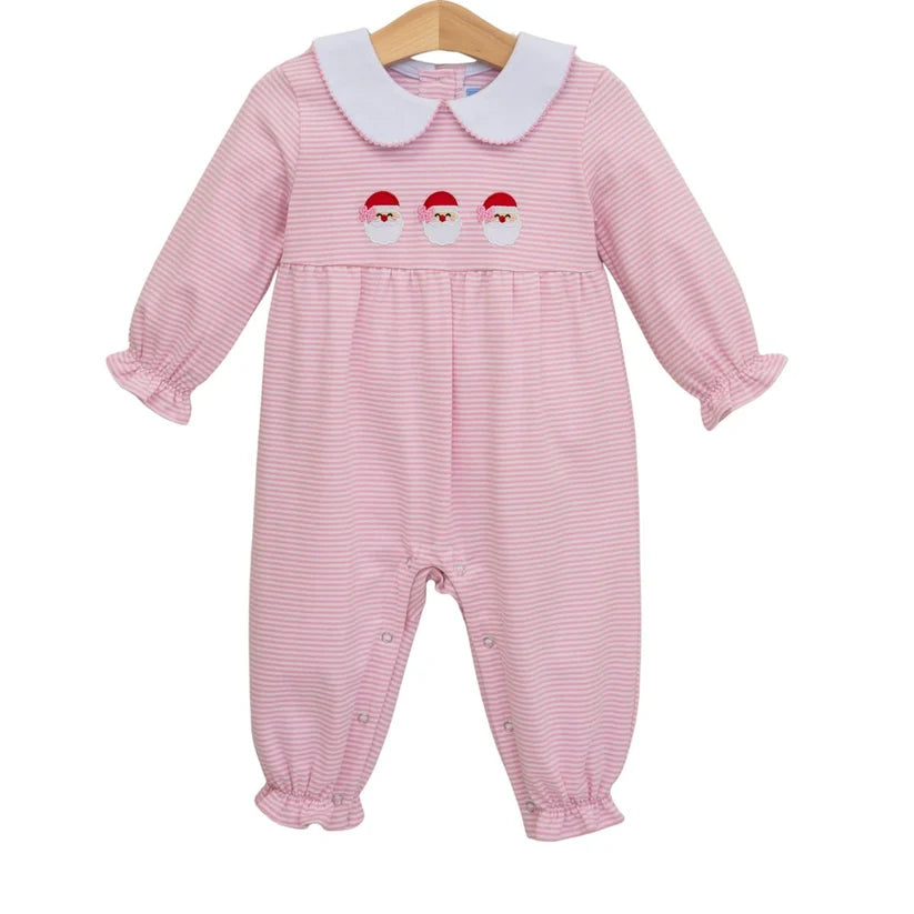 Santa Trio Romper- Pink