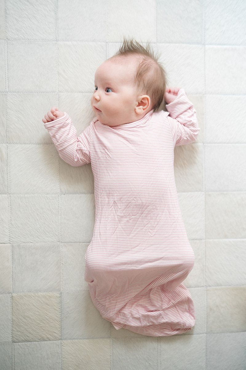 Newborn Gown - Pink Mini-Stripe