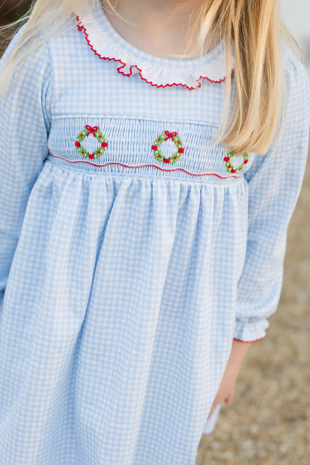Sara Dress, Smocked Wreath