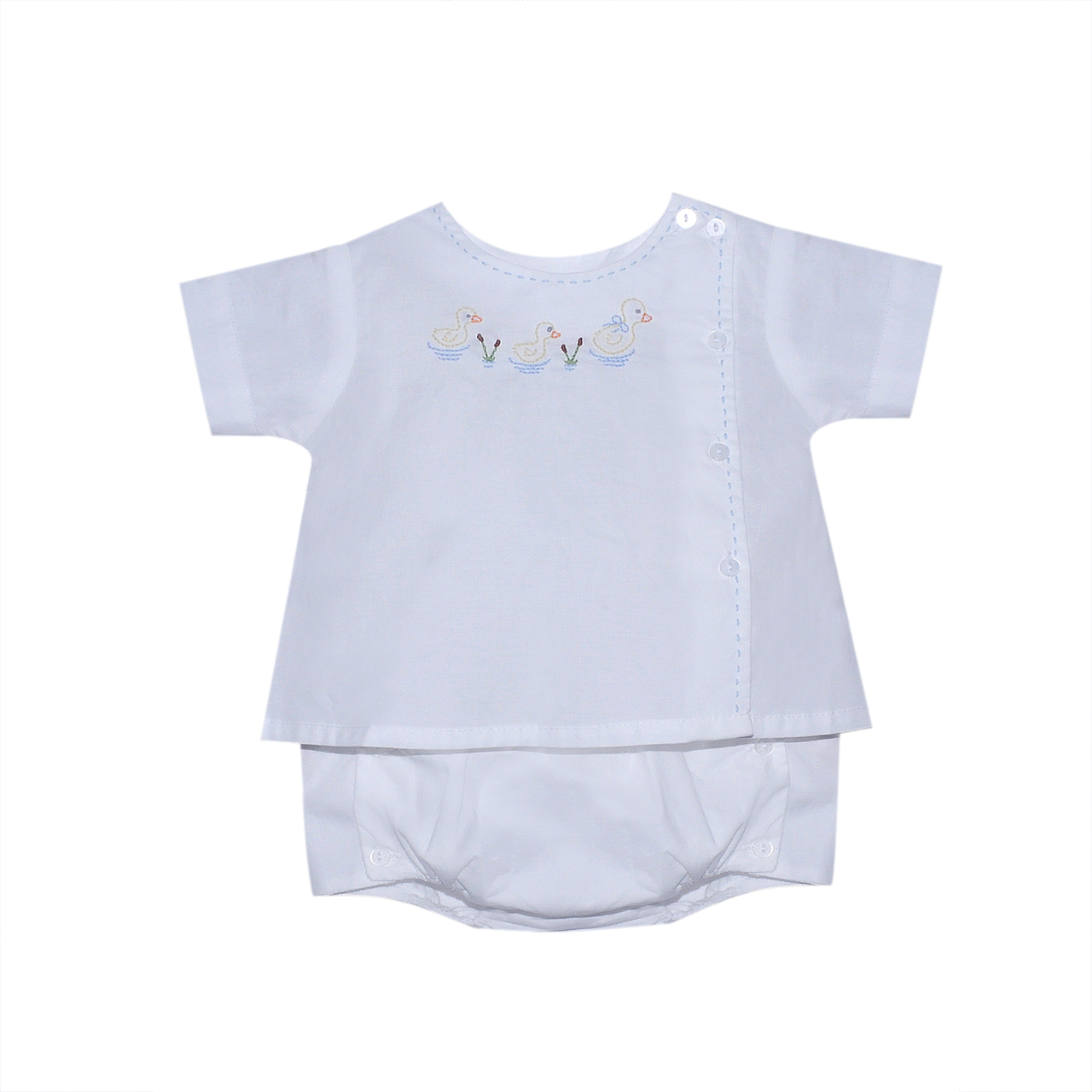 White Riley Boy Diaper Set- Ducks