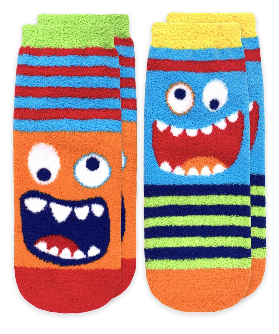 Monster Fuzzy Non-Skid Slipper Socks 2 Pair Pack