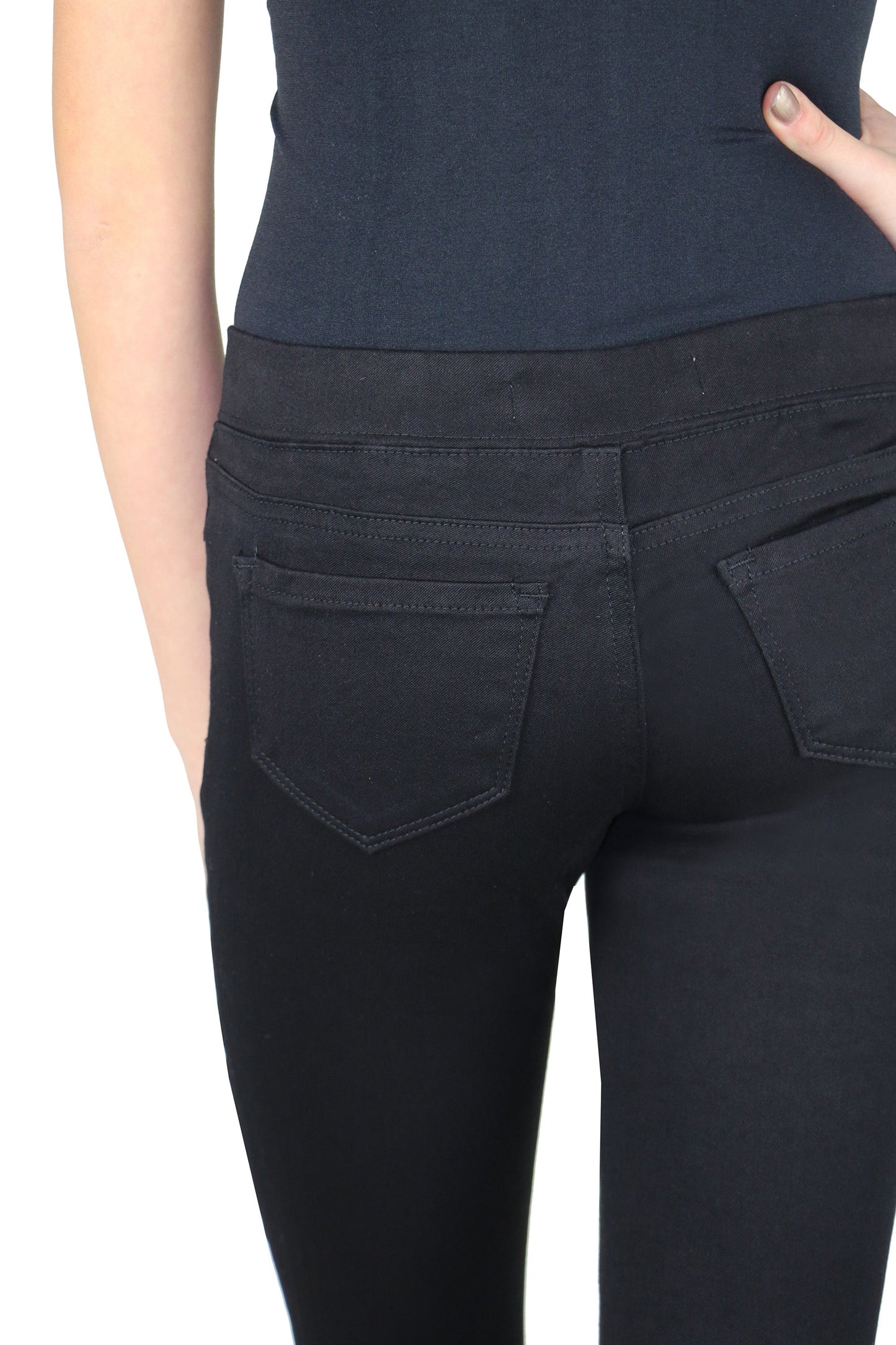 Verna - Mid Rise Pull On Skinny Jegging - Black