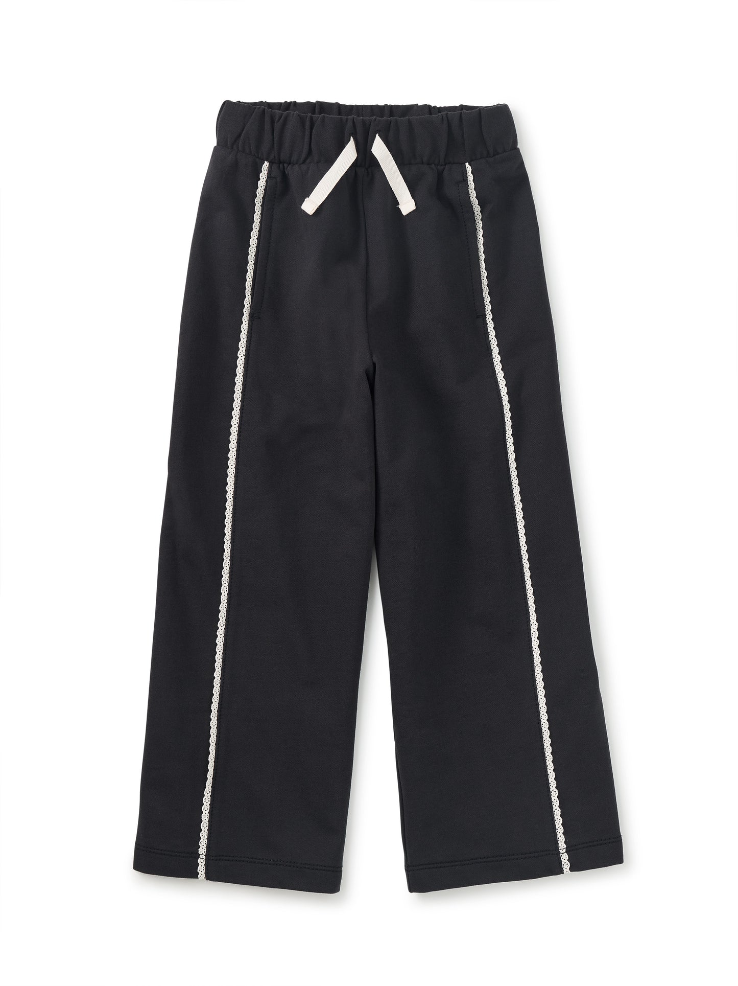 Lace Trim Pants- Jet Black