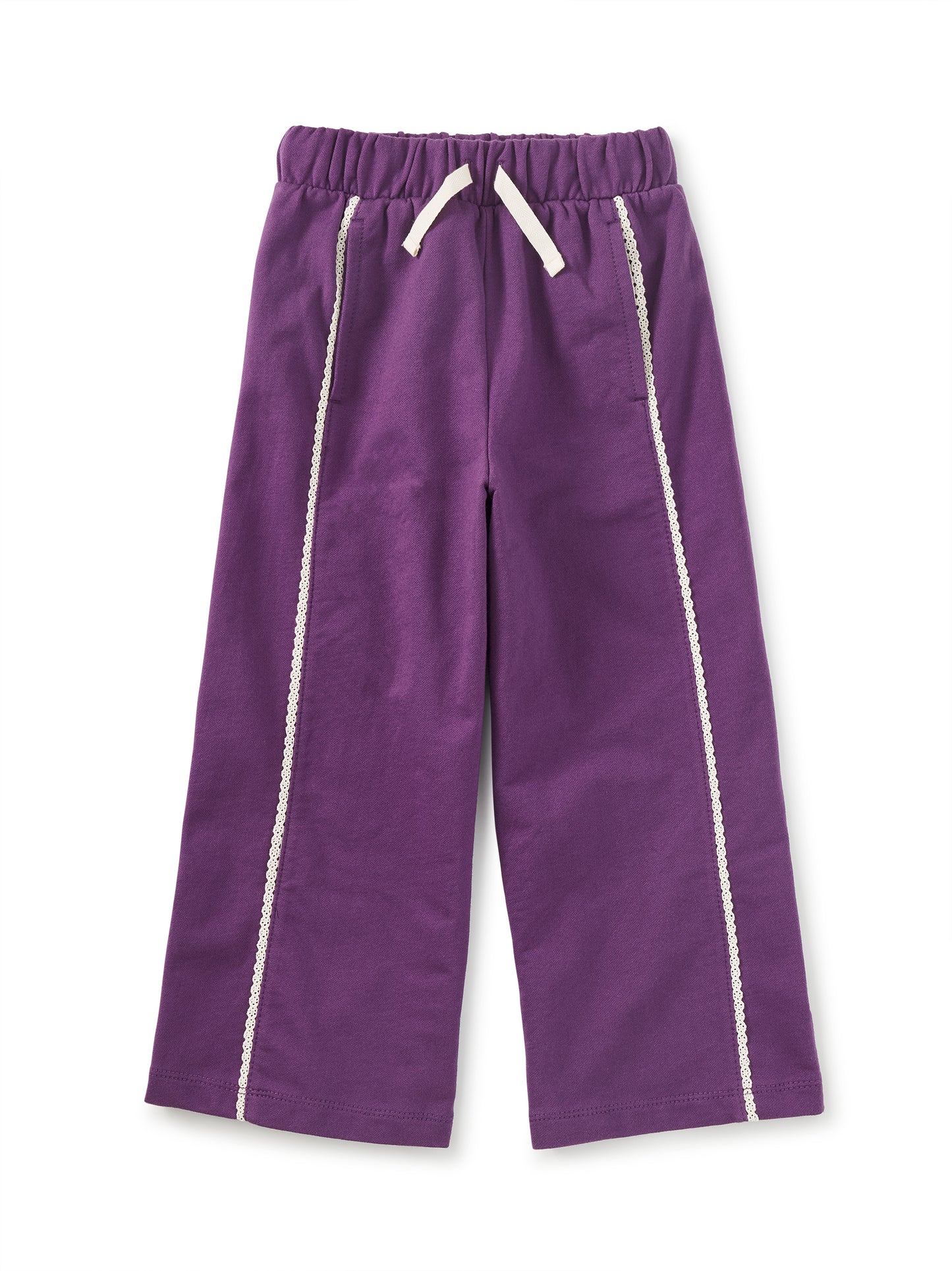 Lace Trim Track Pants - Regal Purple
