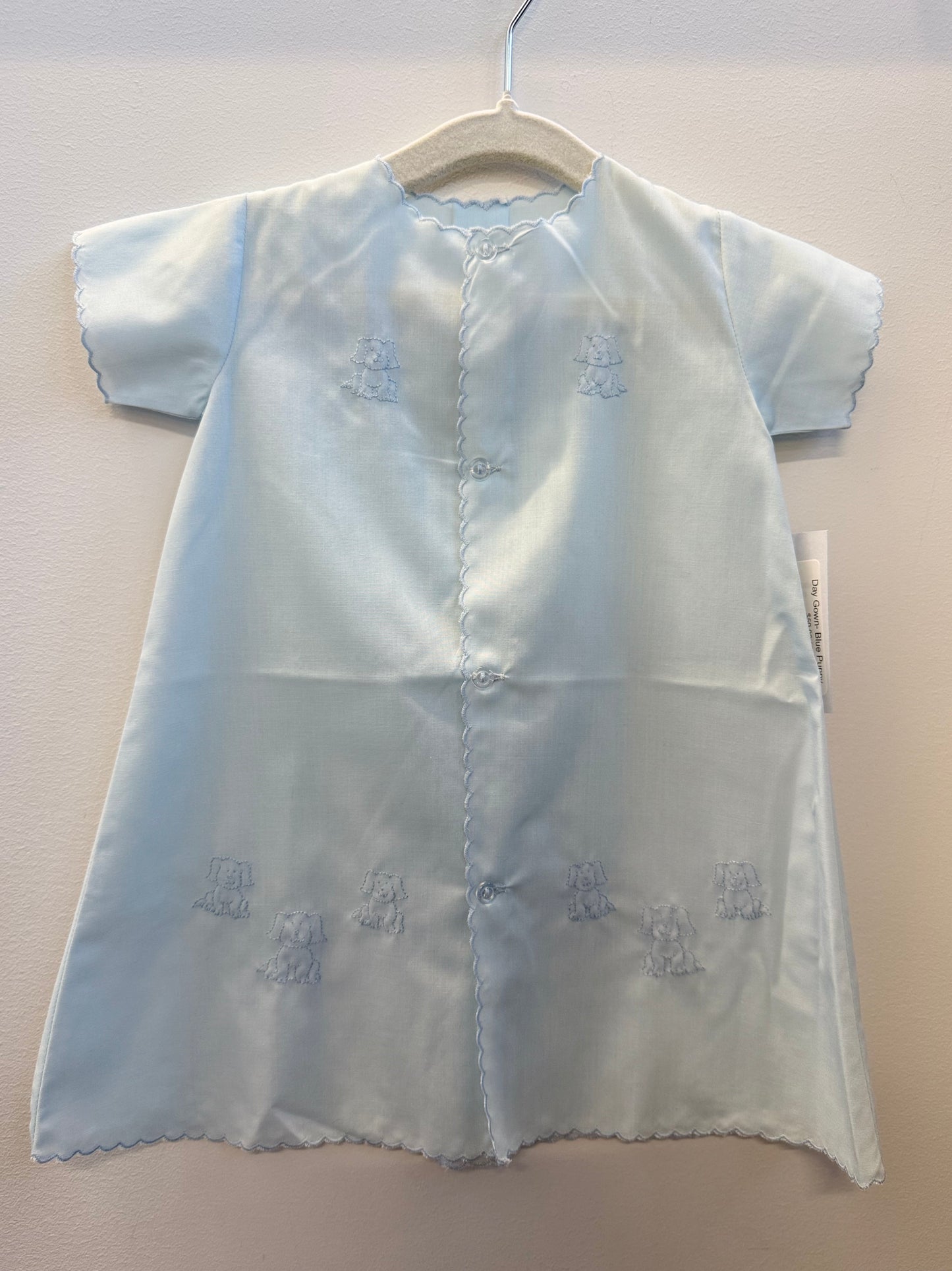 Day Gown- Blue Puppy