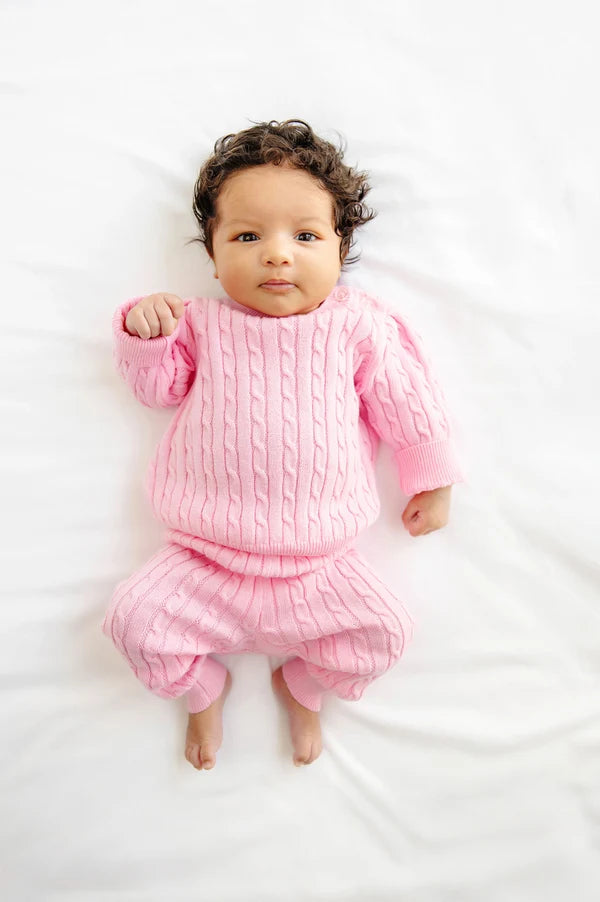 Crawford Cable Knit Set- Pier Party Pink
