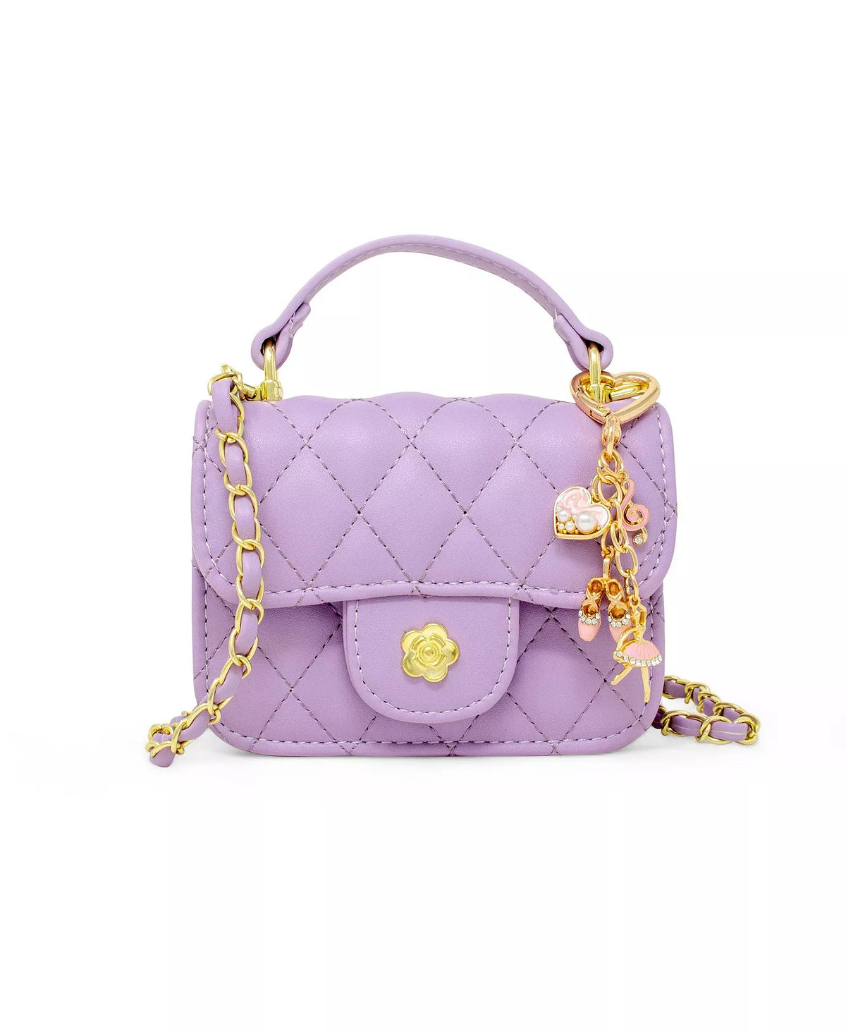 Tiny Quilted Ballet Charm Handbag- Purple