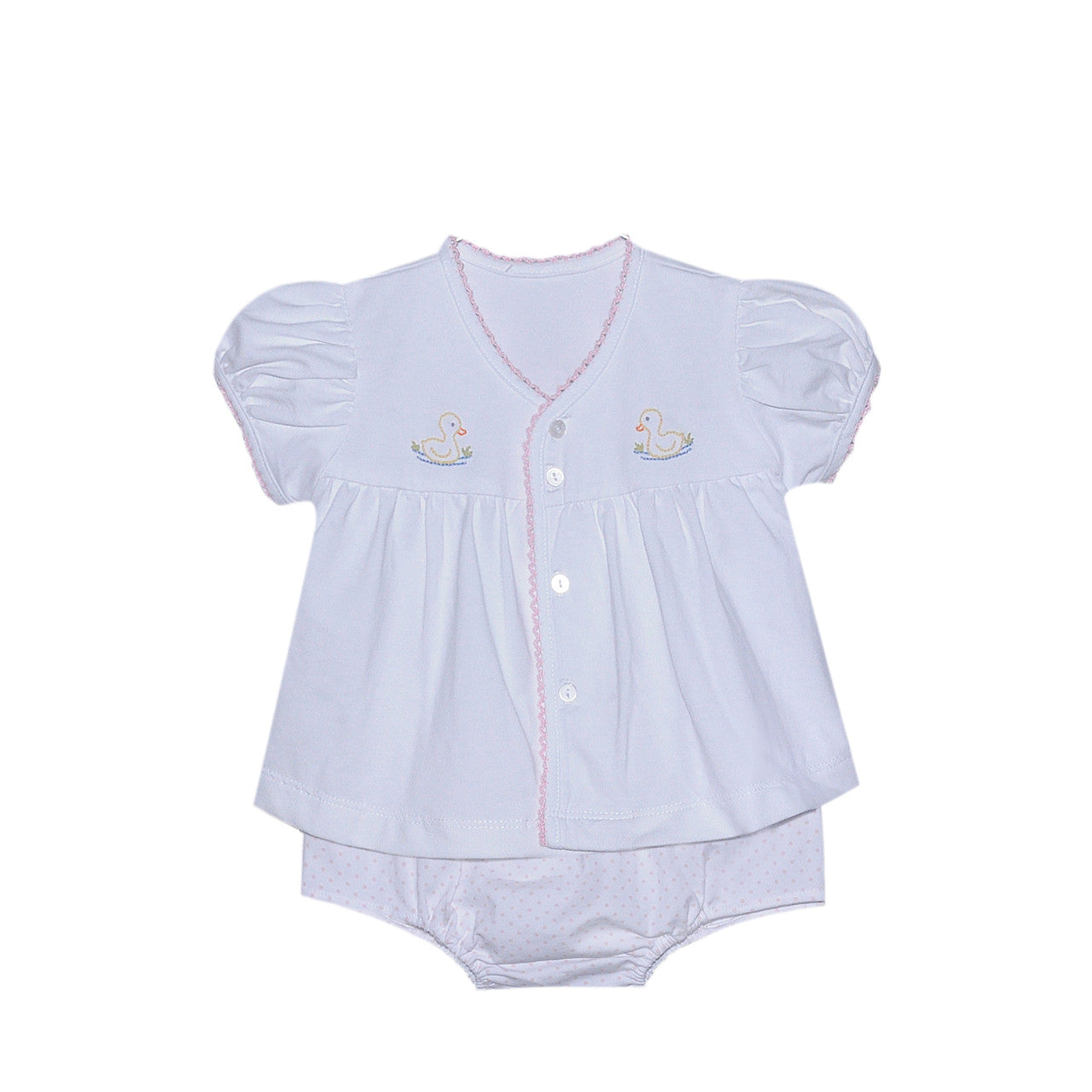 White Brennan Girl Diaper Set- Duckies
