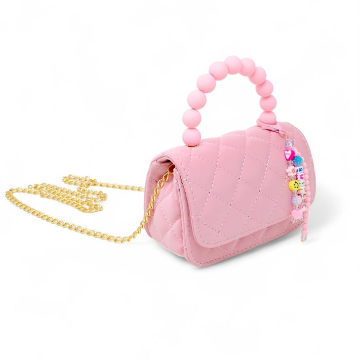 Pearl Handle Message Charm Handbag For Kids