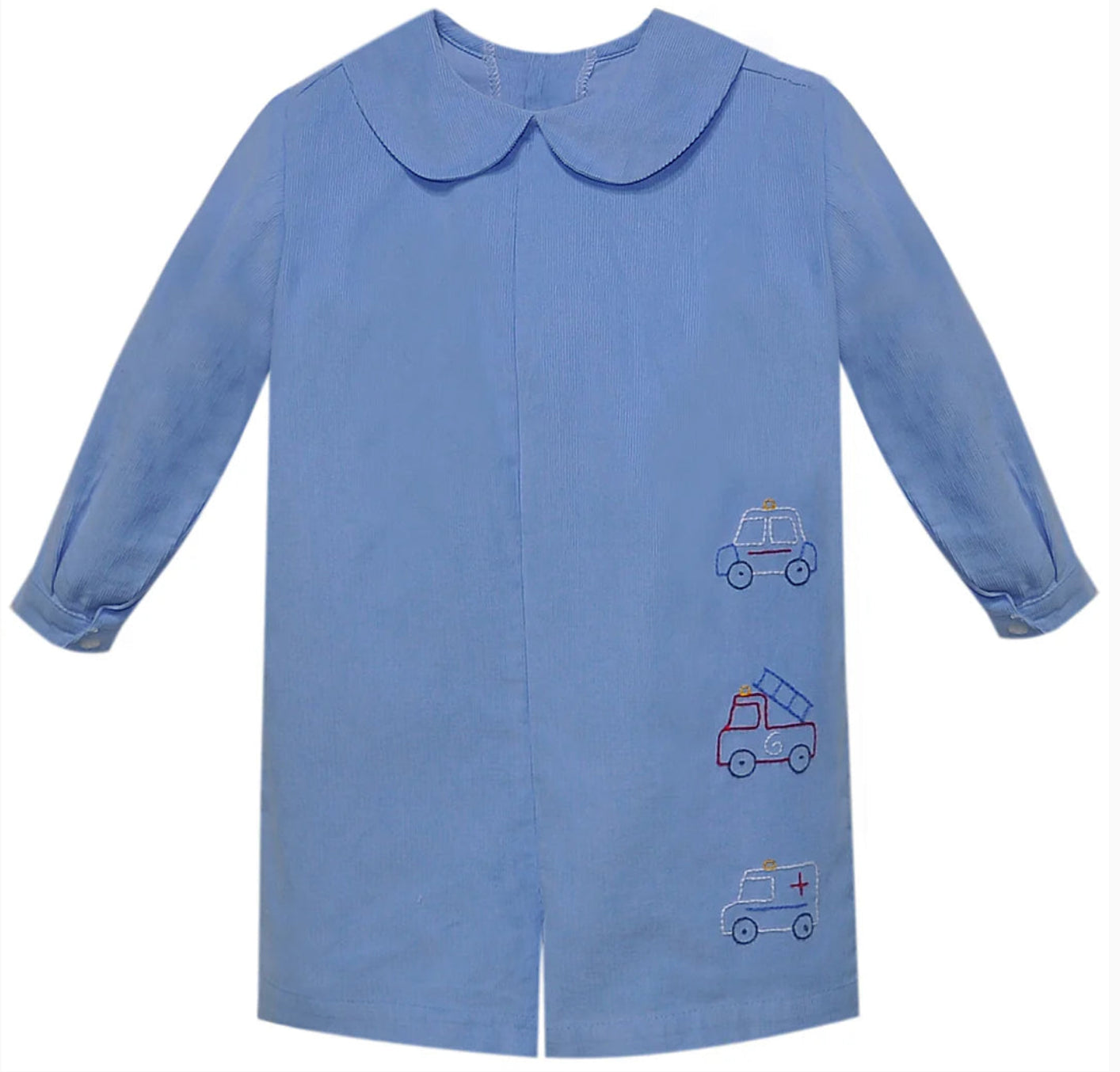 Blue Rowan Romper- Rescue Cars