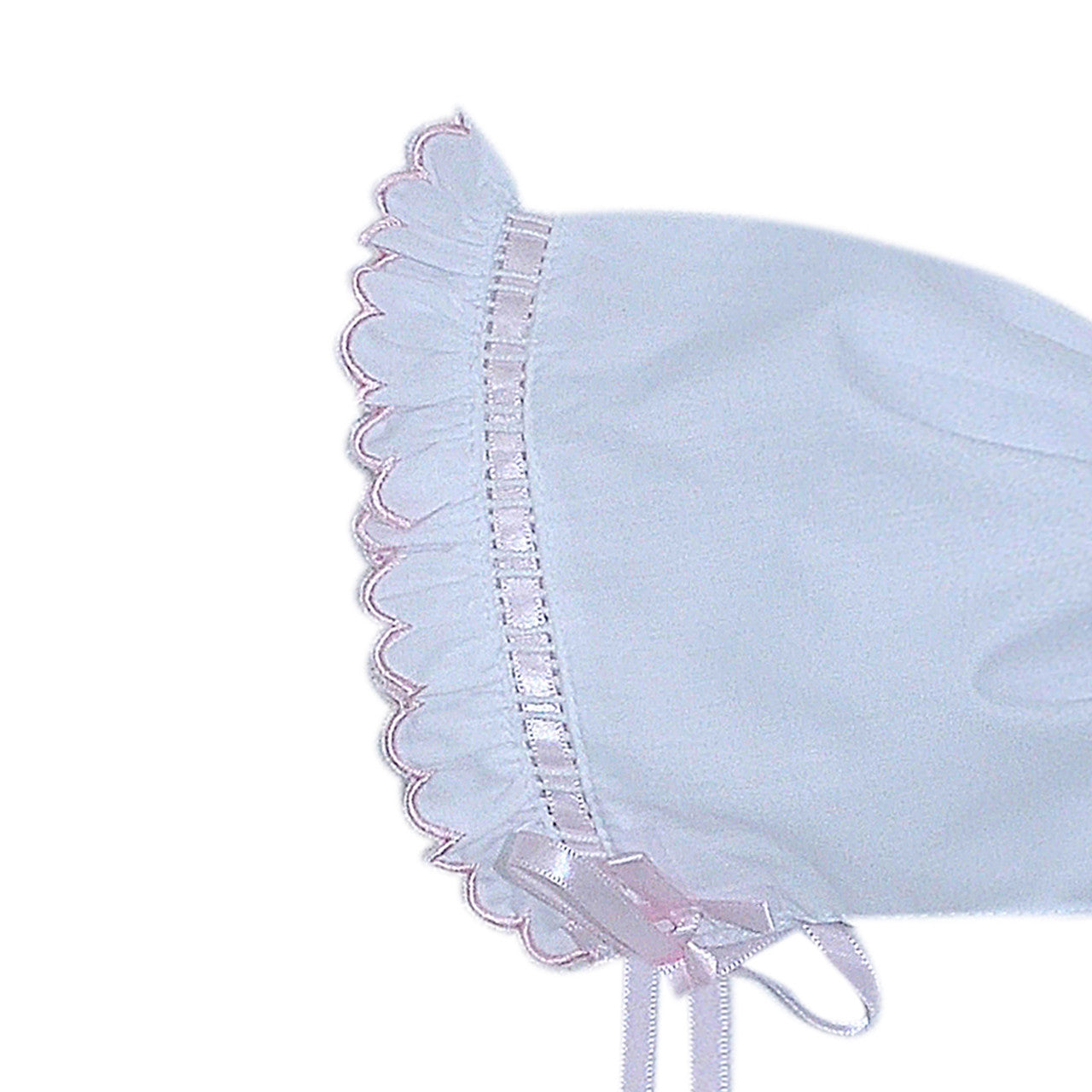 White Finn Daygown- Scallop Ruffle Pink