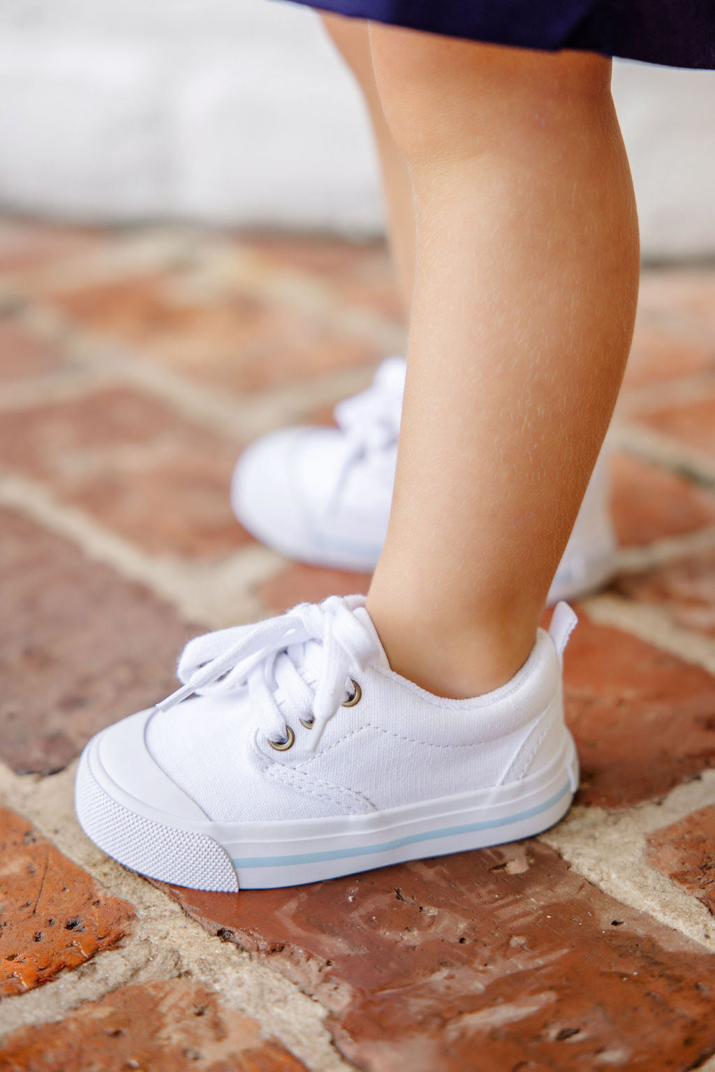 Prep Step Sneaker - White/Blue Stripe