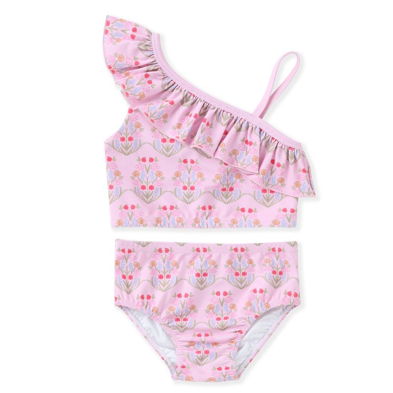2Pc Pink Ruffle Swim Suit