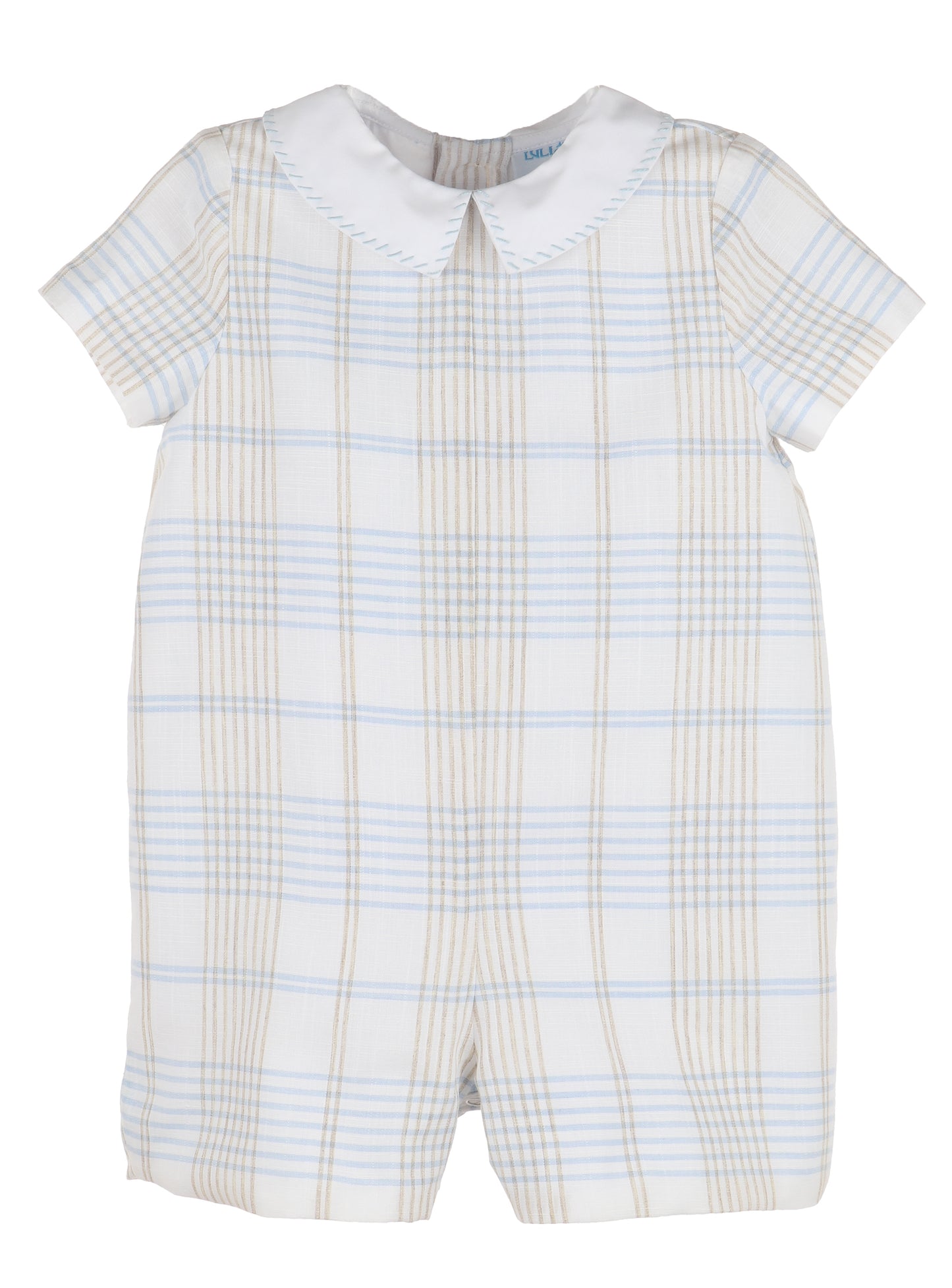 Plaid Boy Romper - Blue