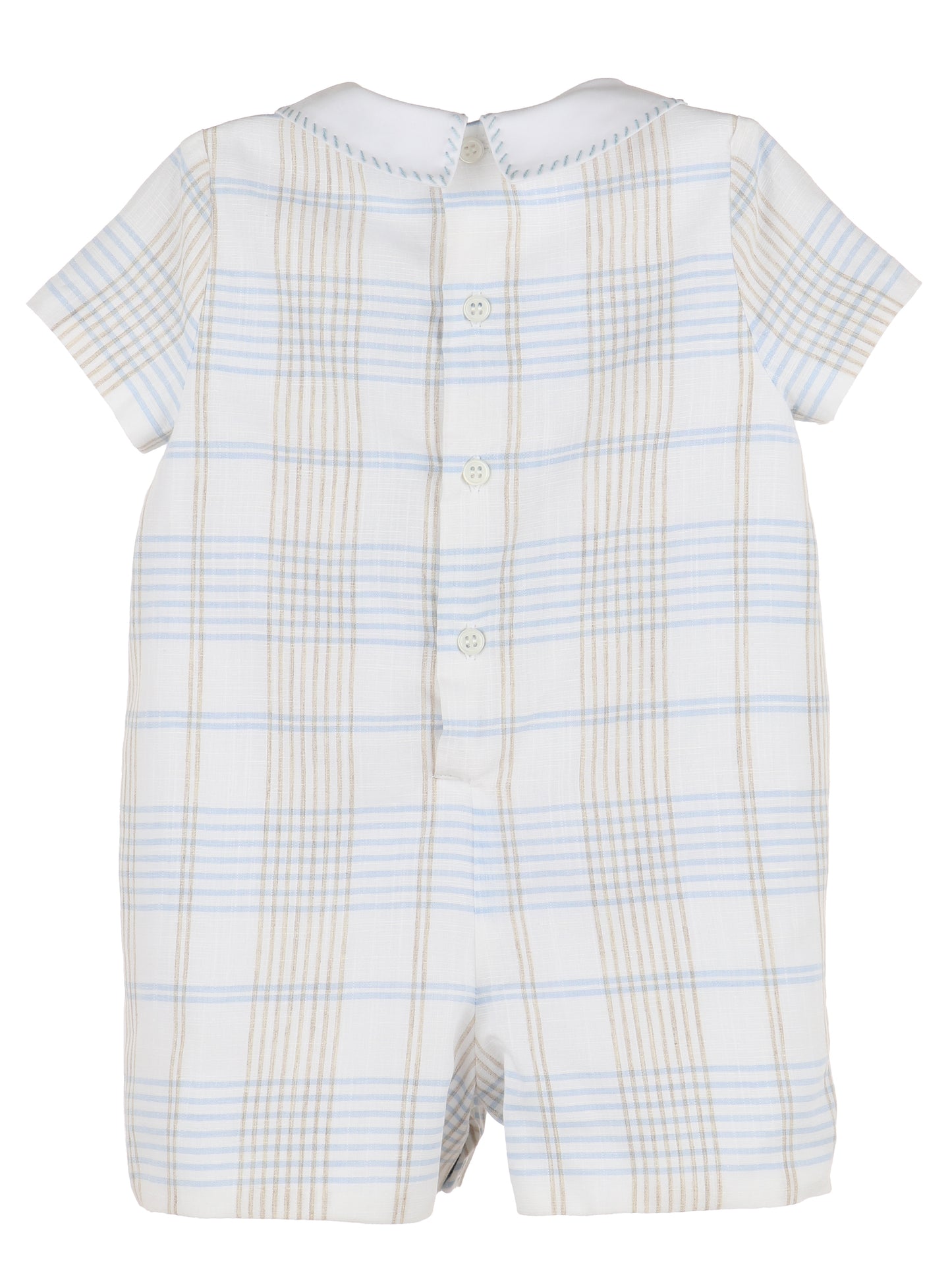 Plaid Boy Romper - Blue
