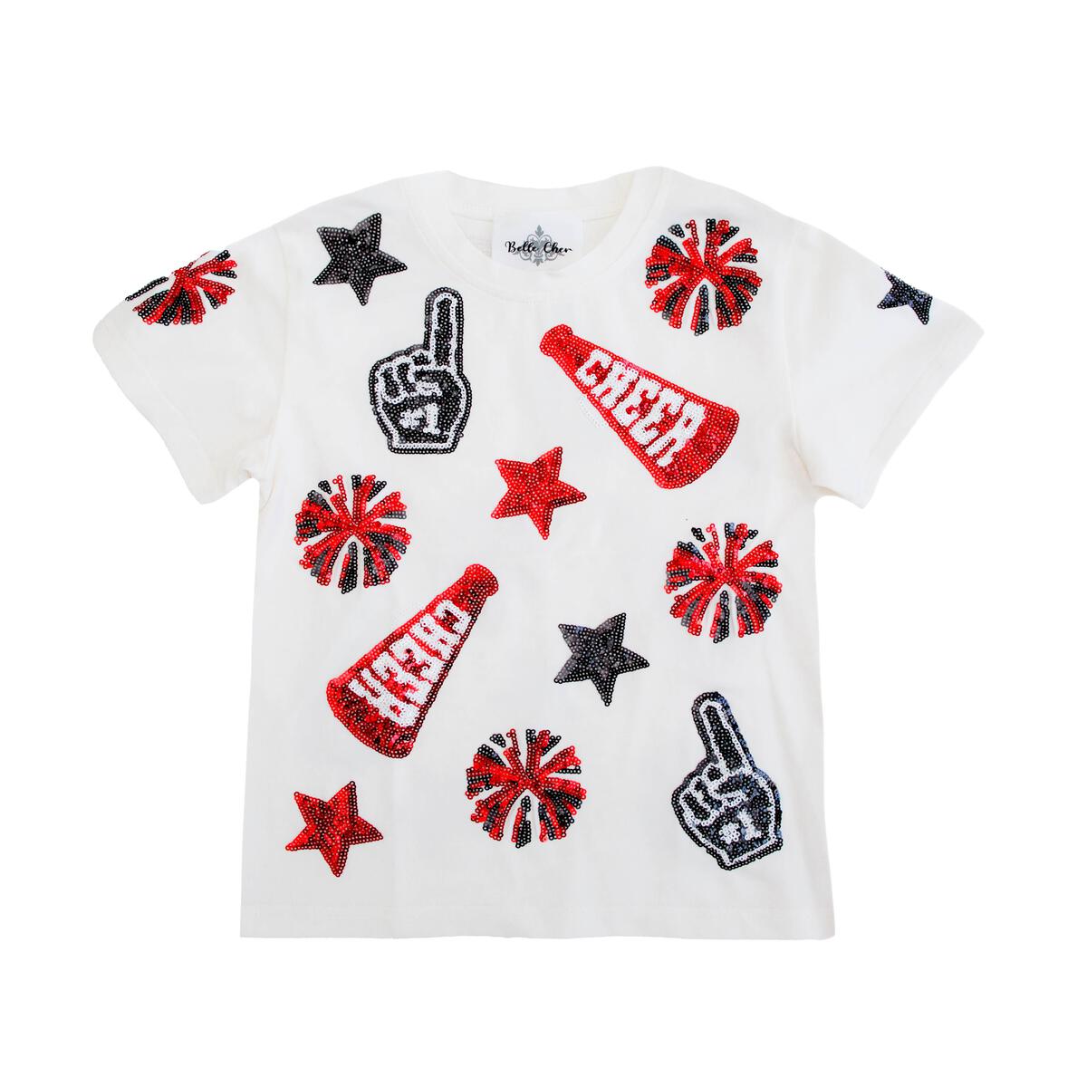 Red & Black Sequin Cheer Shirt
