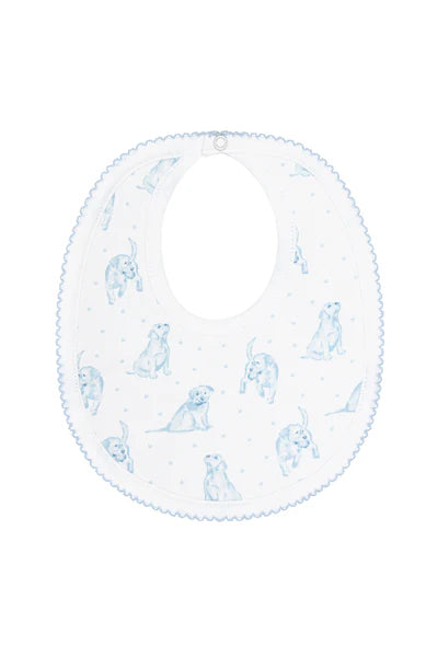 Blue Puppy Love Print Bib