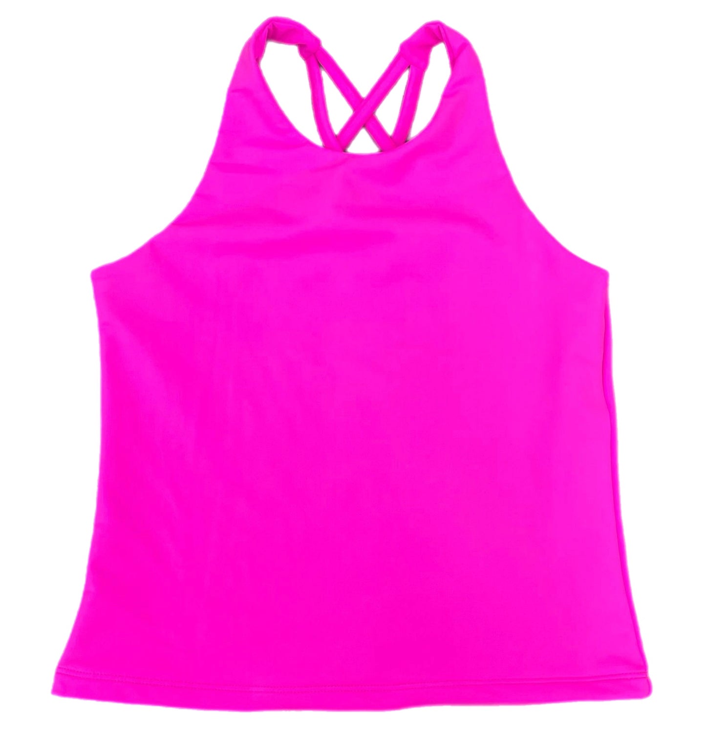 Cross Back Athleisure Top - Bright Pink