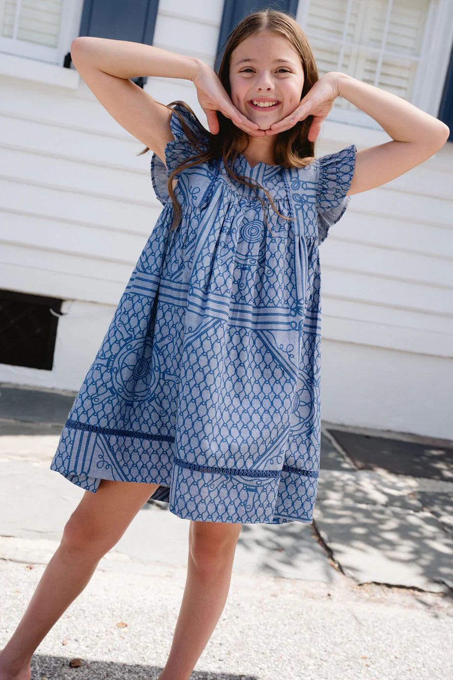Ellen Dress- Wavy Line Blue