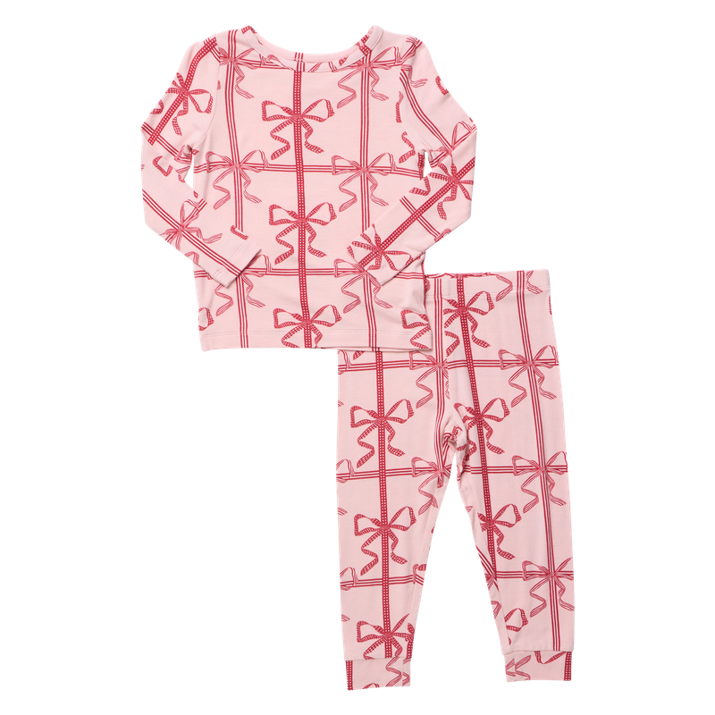 Bamboo PJ Set- Pink Present Bow