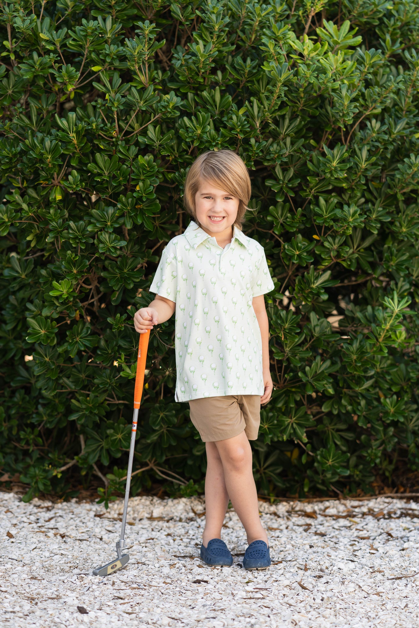 Pima S/S Polo - Green Golf Print