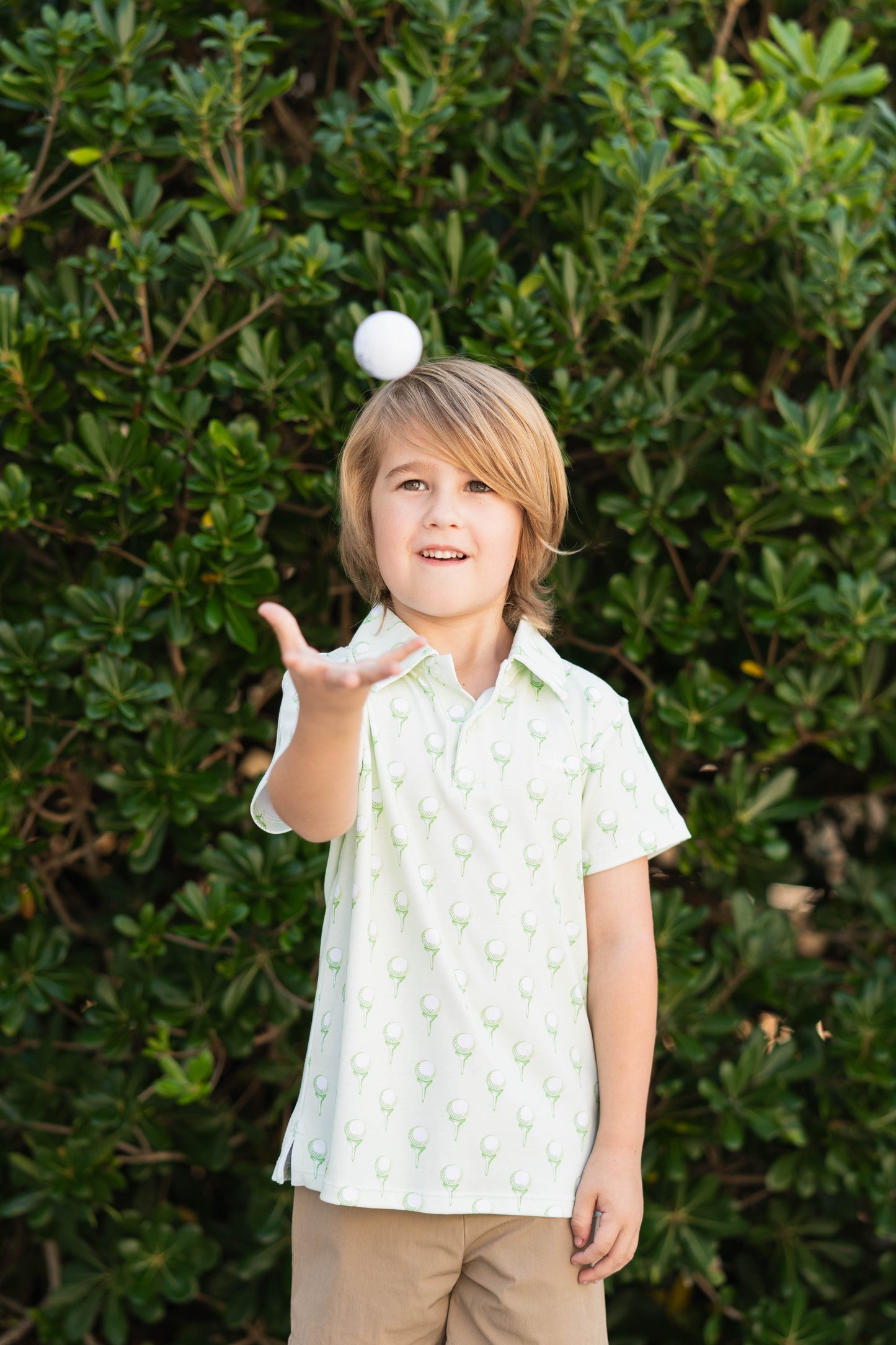 Pima S/S Polo - Green Golf Print