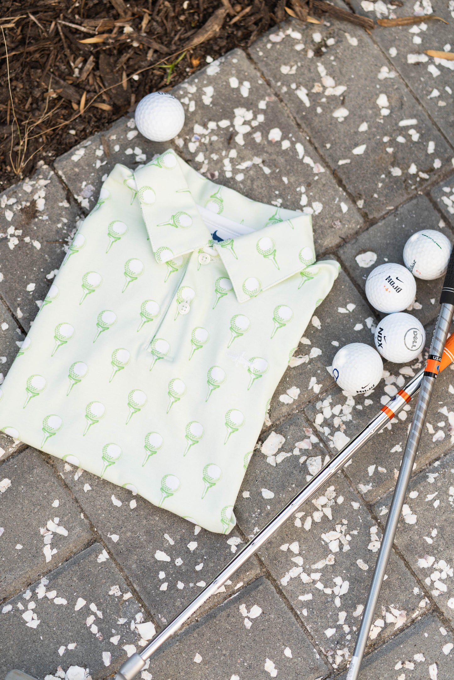 Pima S/S Polo - Green Golf Print