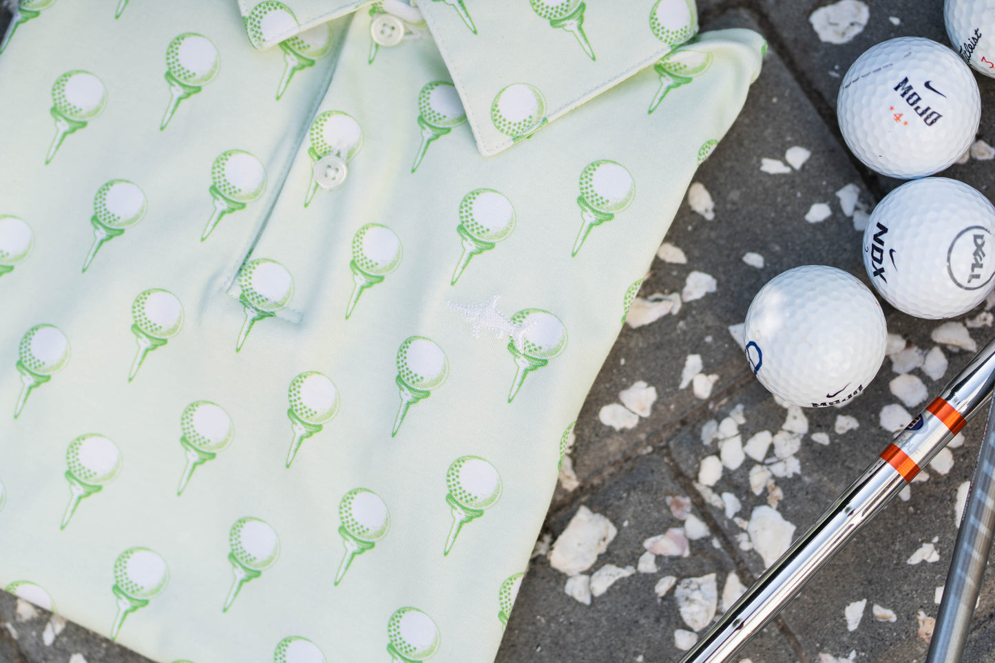 Pima S/S Polo - Green Golf Print