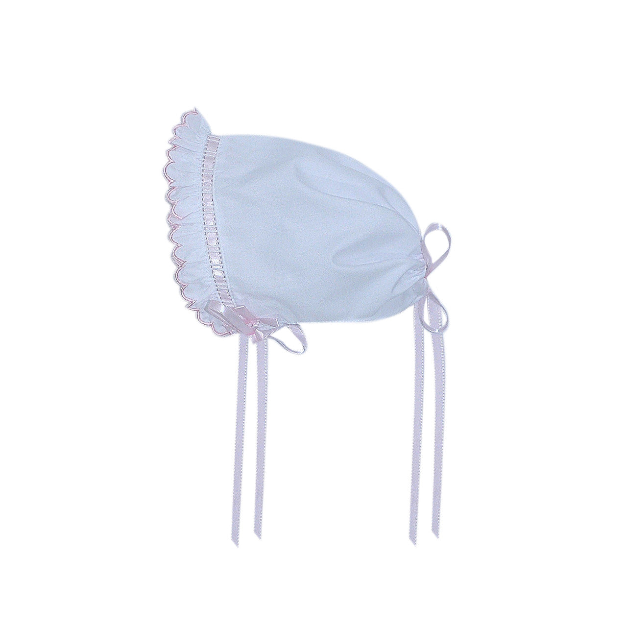 White Finn Daygown- Scallop Ruffle Pink