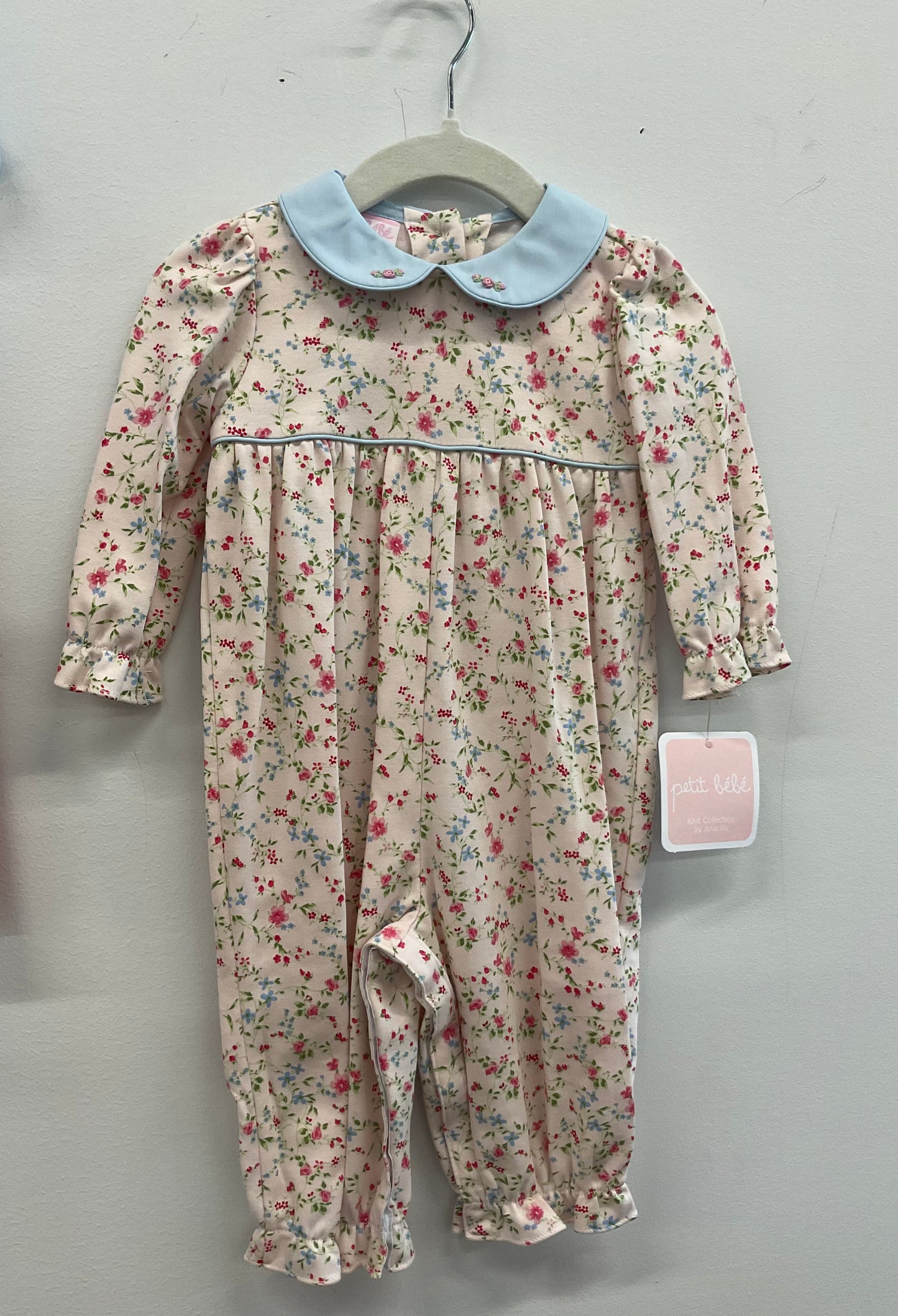 Pink Floral Knit Long Romper
