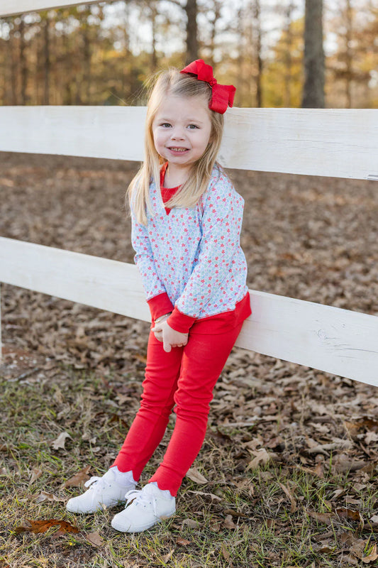 Red Scallop Leggings Full Bloom
