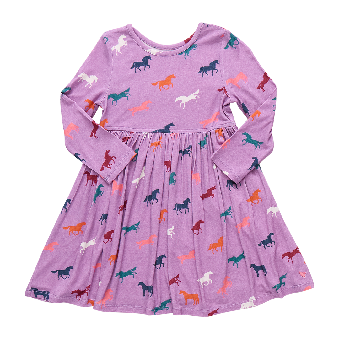 Girls Bamboo Steph Dress- Lavender Multi