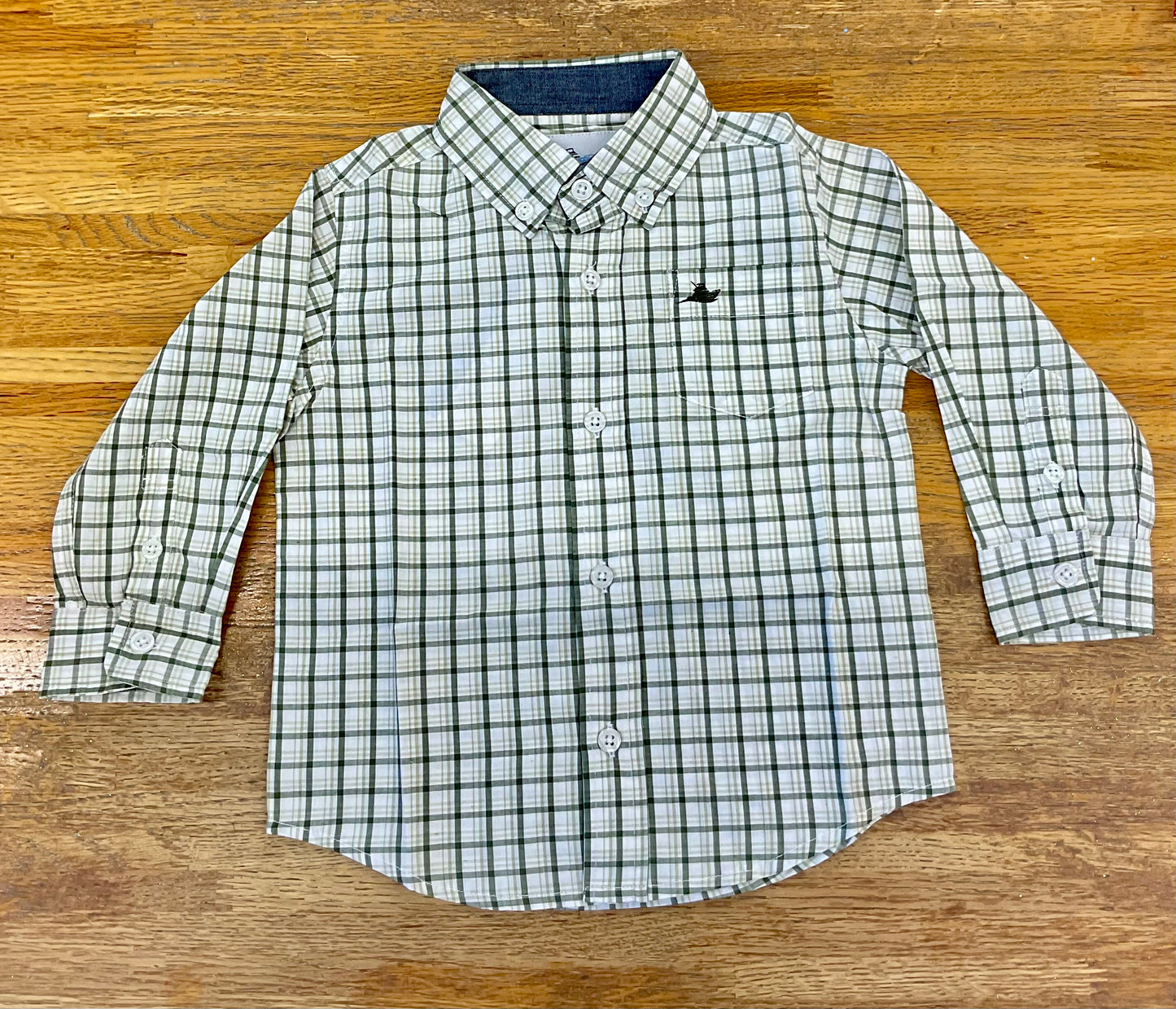 Boys Long Sleeve Dress Shirt- Olive/Elm