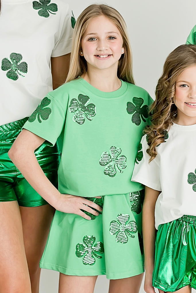 Green Clover Sequin Skort