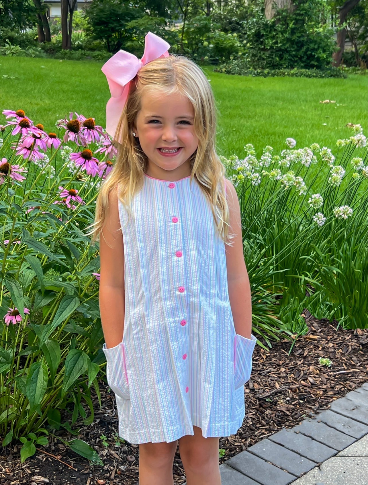 Reagan Dress - Spring Seersucker Stripe