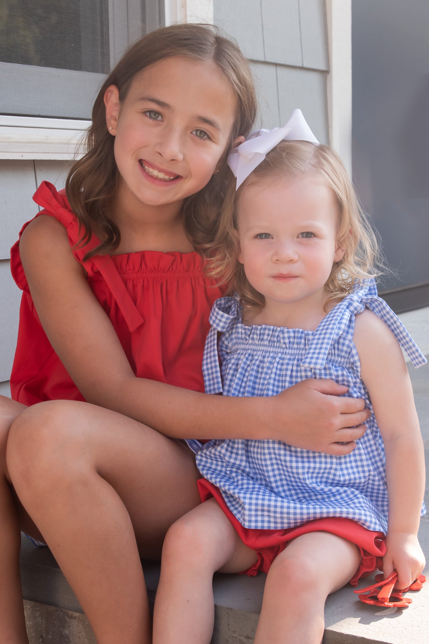 Girls Pima Knit Tie Top - Red