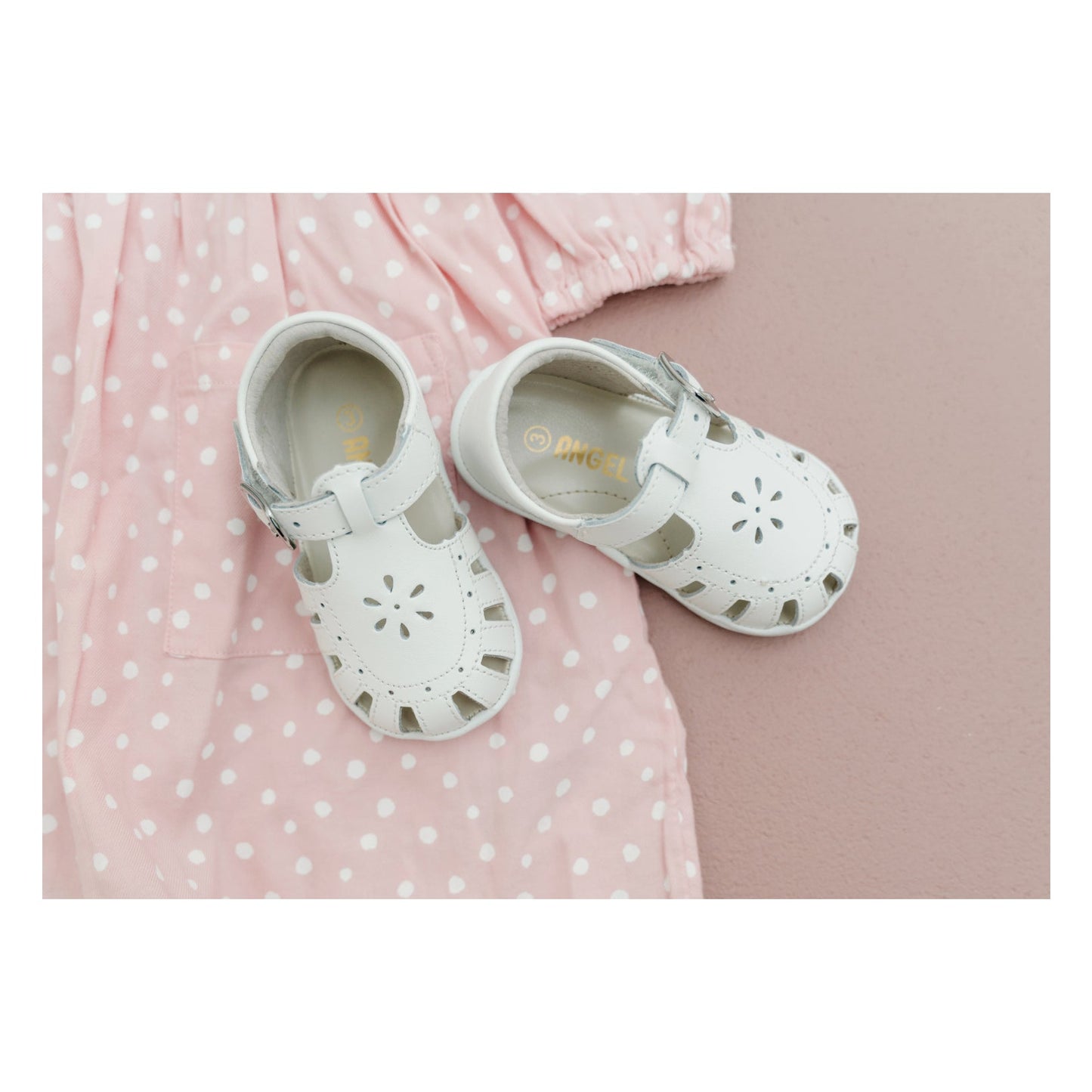 Shelby Caged Baby Sandal - White