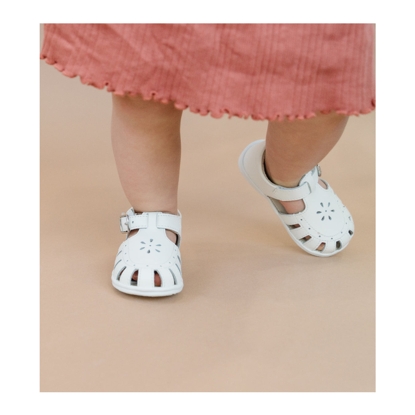 Shelby Caged Baby Sandal - White