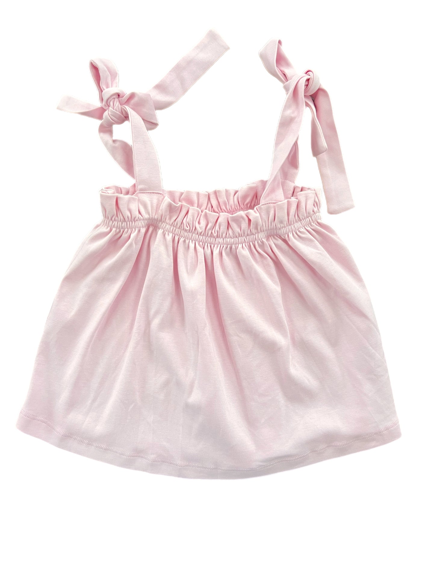 Girls Pima Knit Tie Top - Lt Pink