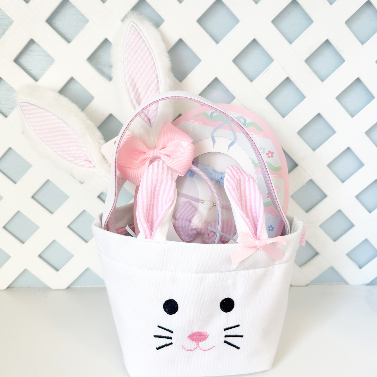 Seersucker Bunny Ears with Bow