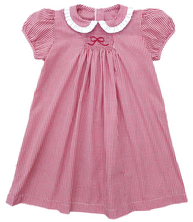Sage Smocked Red Bow Dress