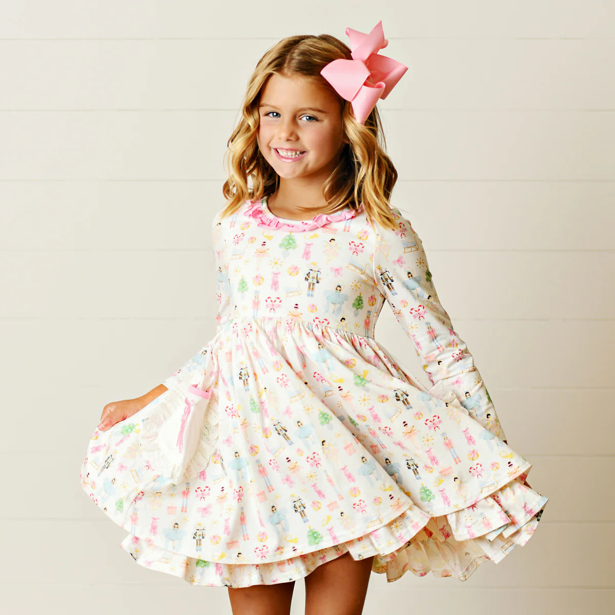 Holiday Nutcracker Embroidery Pocket Dress