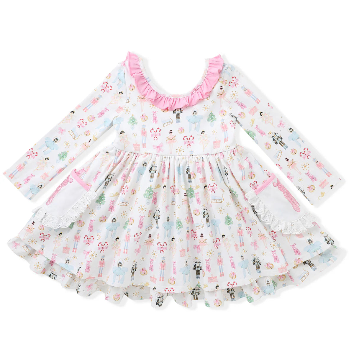 Holiday Nutcracker Embroidery Pocket Dress