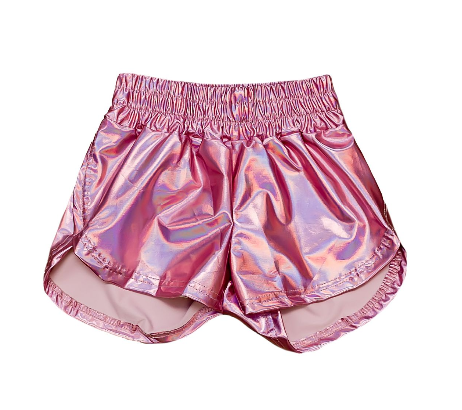 Lt Pink Metallic Shorts