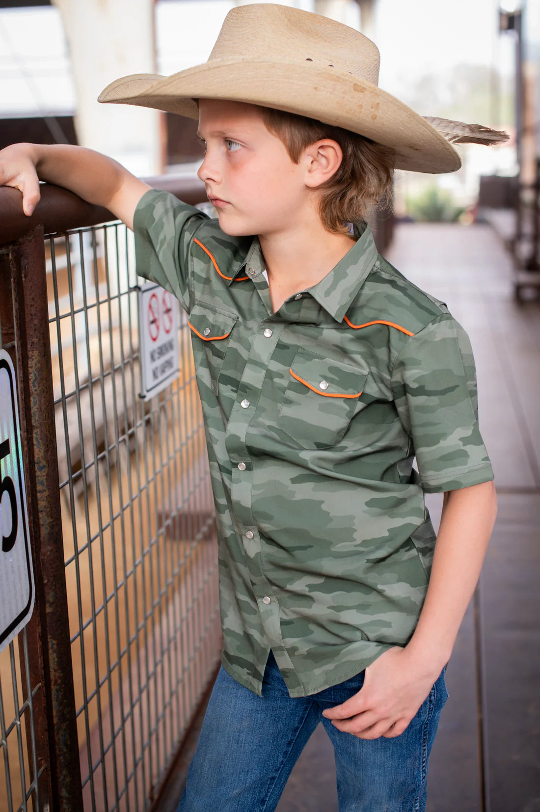 Classic Camo Green Pearl Snap Short Sleeve Shirt
