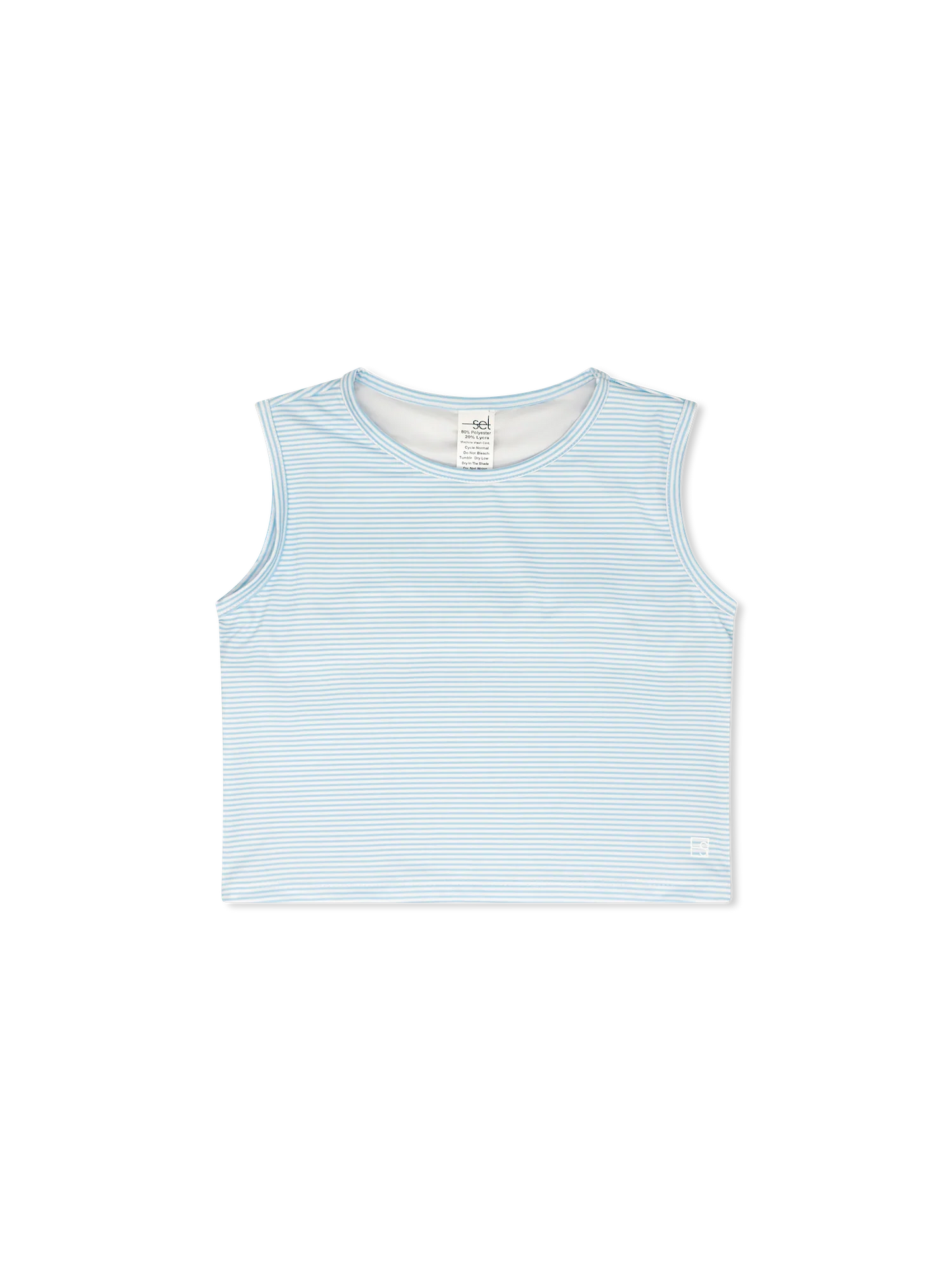 Maggie Mid-Rise Tank - Cotton Candy Blue Ministripe