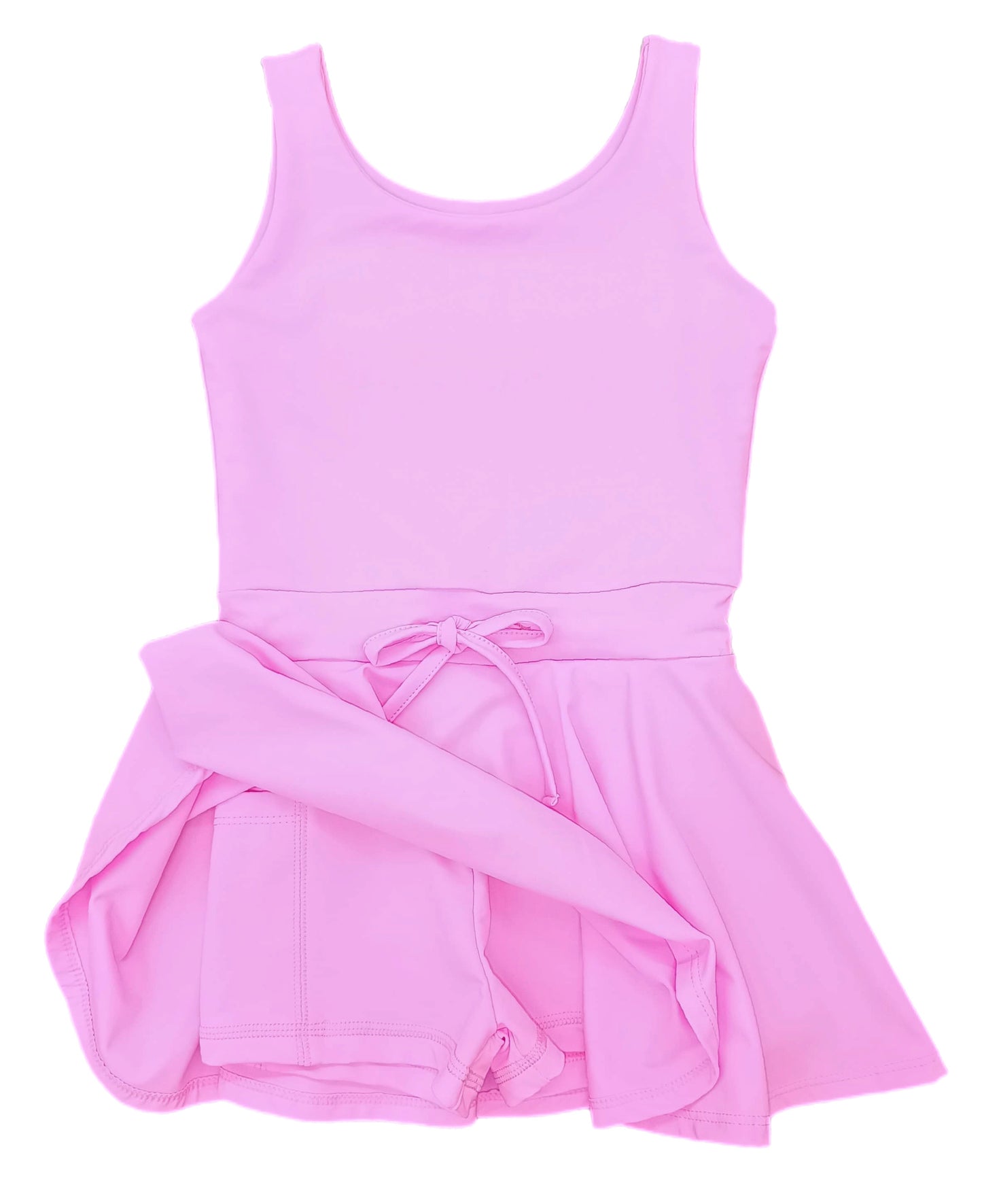 Athleisure Tennis Dress w/Tie - Pink